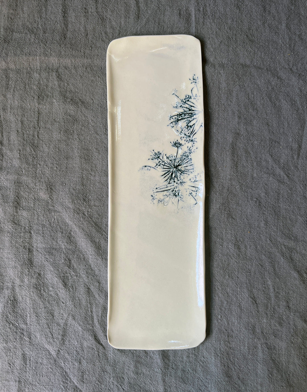 Queen Anne's Lace Tray - Indigo Glaze
