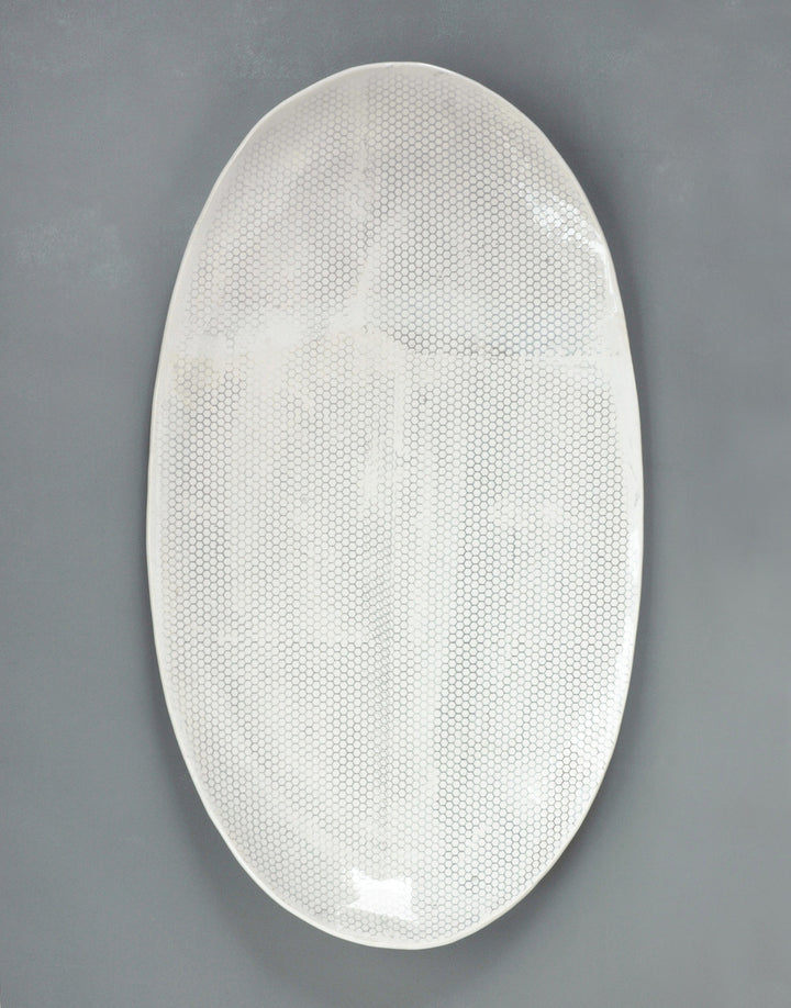 DBO HOME Handmade Porcelain Honeycomb Large Oval Serving Platter