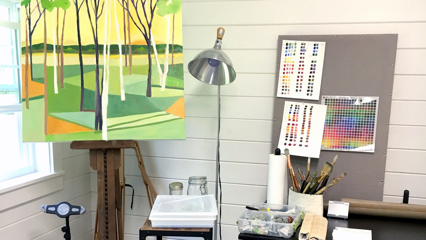 DBO HOME art collection featuring the studio of Marcia Brandwein