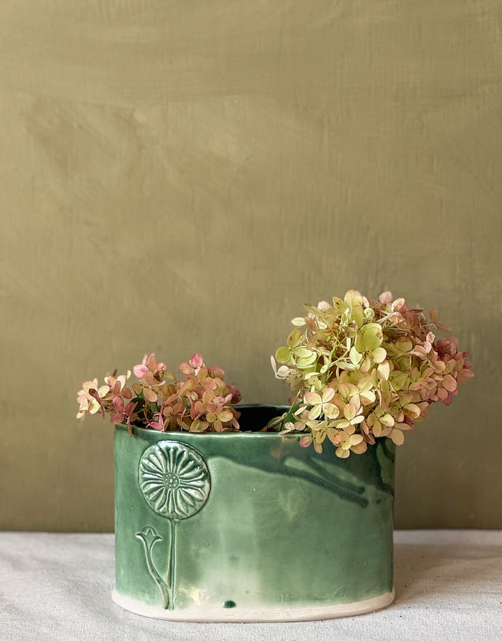 DBO Home + Sentiment Pottery | Oval Porcelain Vase - Emerald