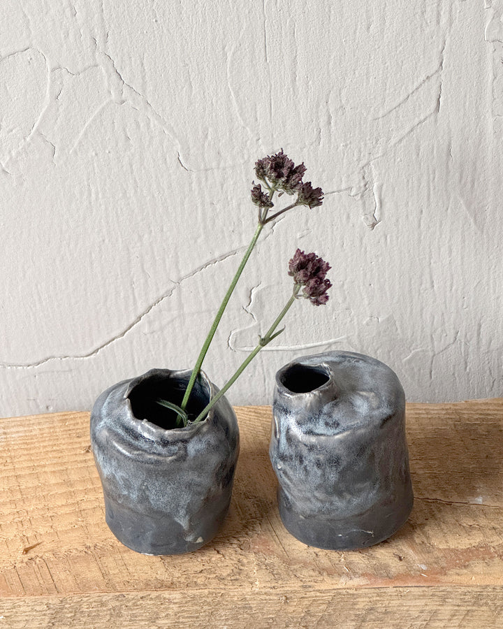 Pinched Granite Bud Vases (set of 2)