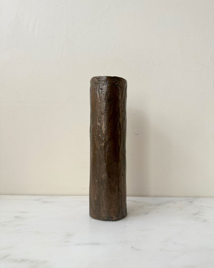 Mid-Century Metallic Woodgrain Vase