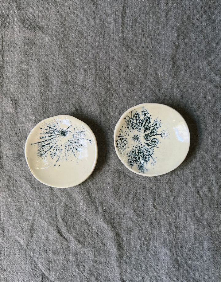 Queen Anne's Lace Salt Bowls (Set of 2) - Indigo Glaze