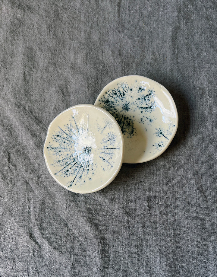 Queen Anne's Lace Salt Bowls (Set of 2) - Indigo Glaze