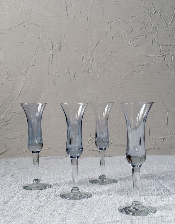 Vintage Holmgaard Blue Tint Cordial Glasses - Set of 4