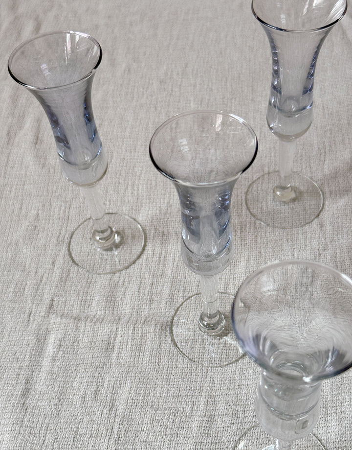 Vintage Holmgaard Blue Tint Cordial Glasses - Set of 4