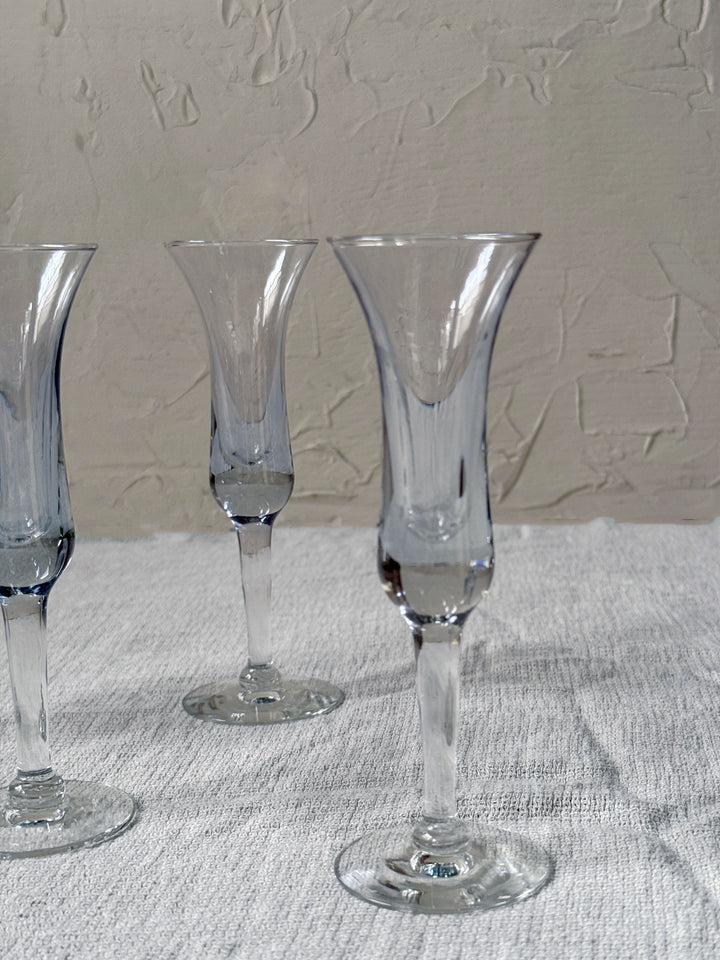 Vintage Holmgaard Blue Tint Cordial Glasses - Set of 4