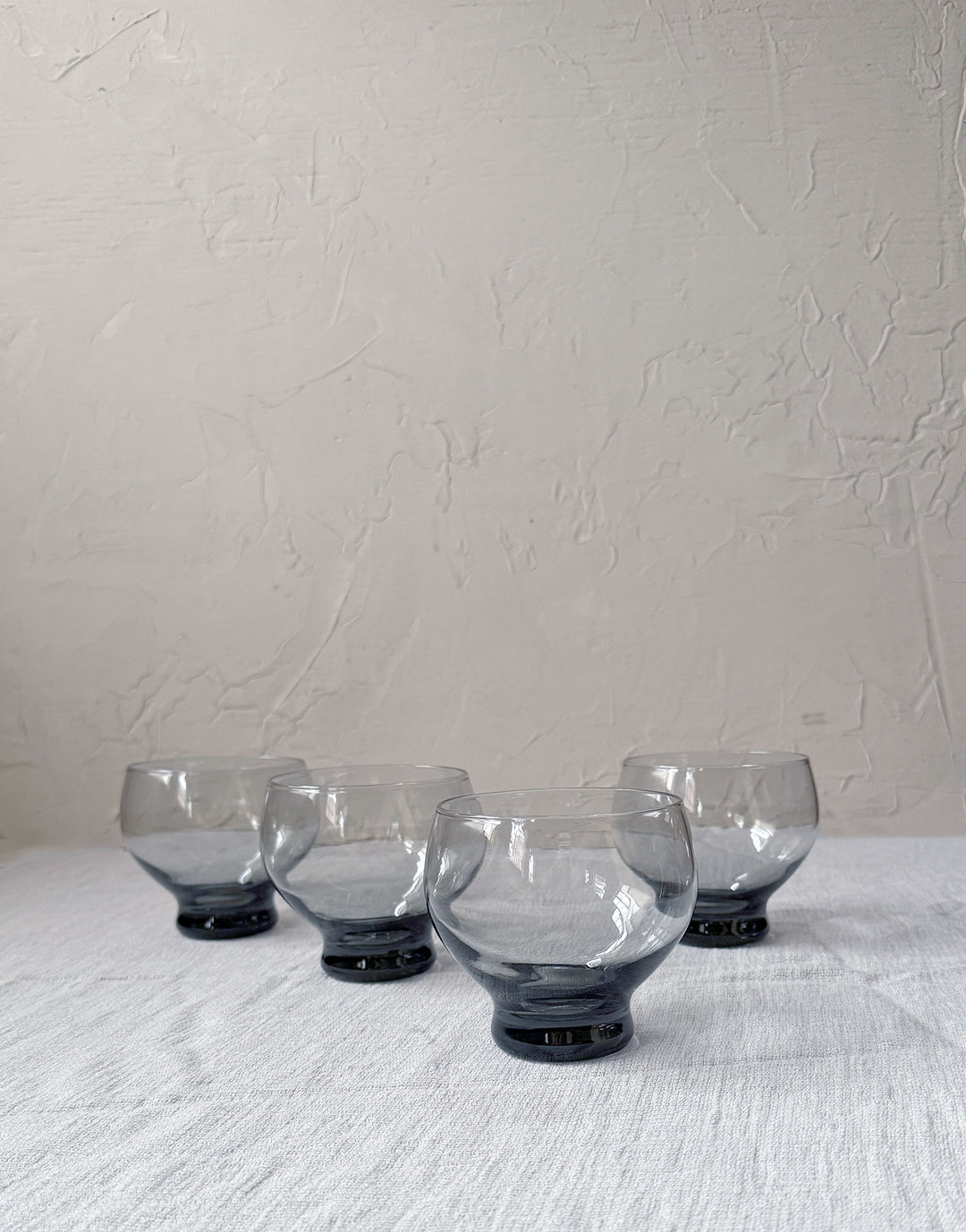 Vintage Mid Century Modern Smoky Blue Grey Cocktail Glasses - Set of 4