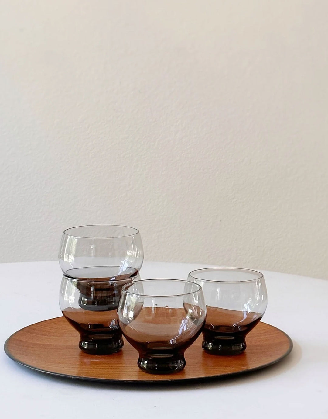 Vintage Mid Century Modern Smoky Blue Grey Cocktail Glasses - Set of 4