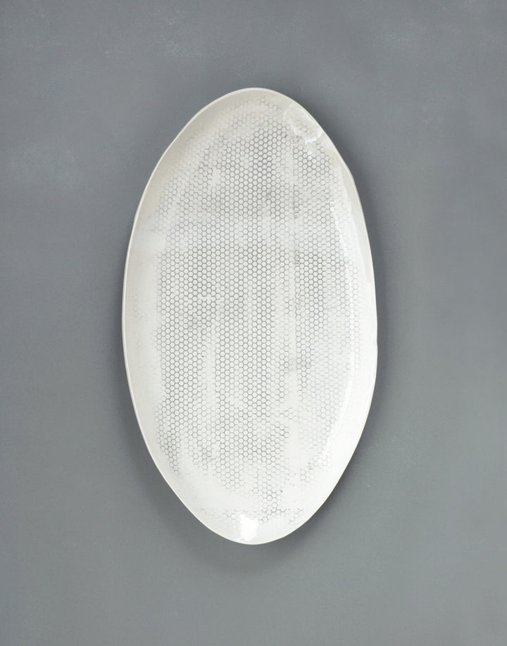 DBO HOME Handmade Porcelain Honeycomb Small Oval Platter