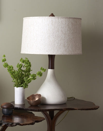 Bella Porcelain and Walnut Handmade Table Lamp