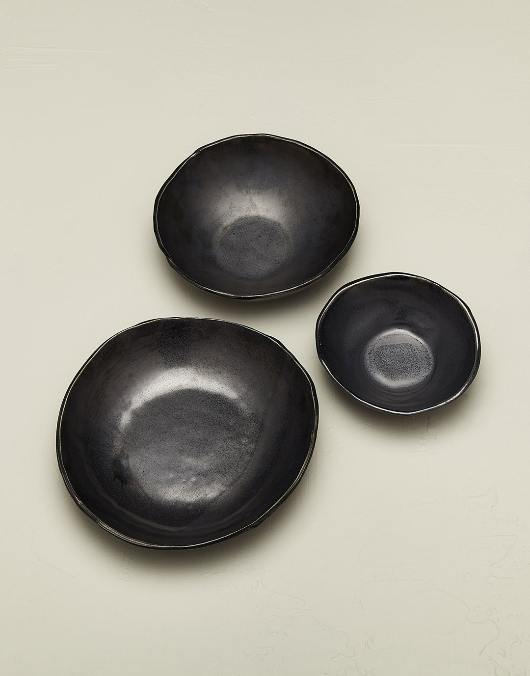 DBO HOME black ceramic bowl set of small batch artisan porcelain pieces with natural texture