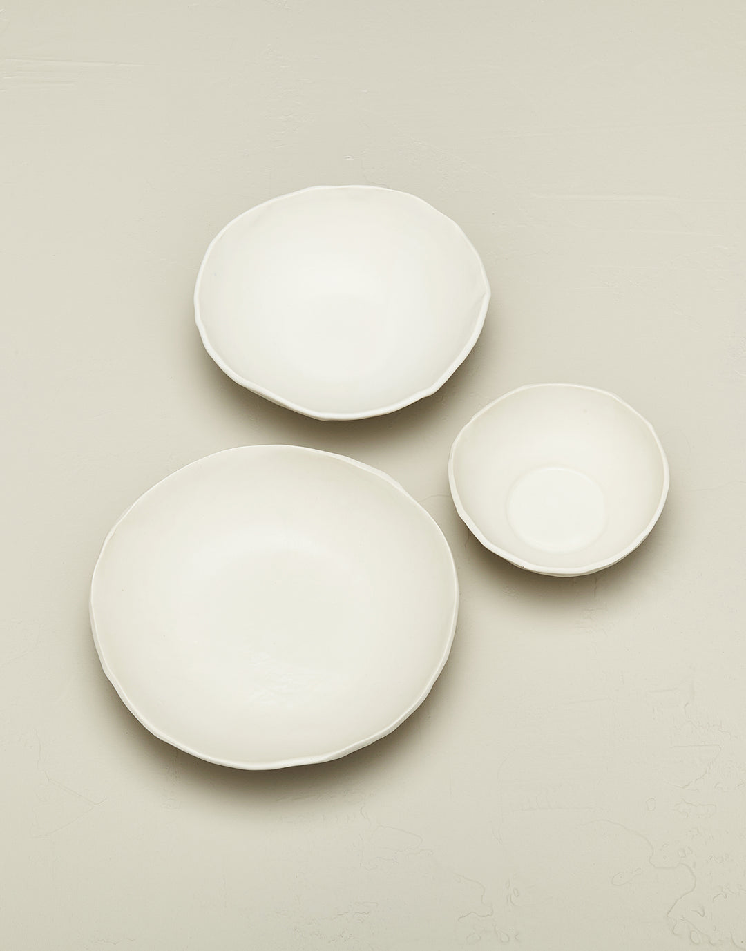 DBO HOME white ceramic bowl set of small batch artisan porcelain pieces with natural texture