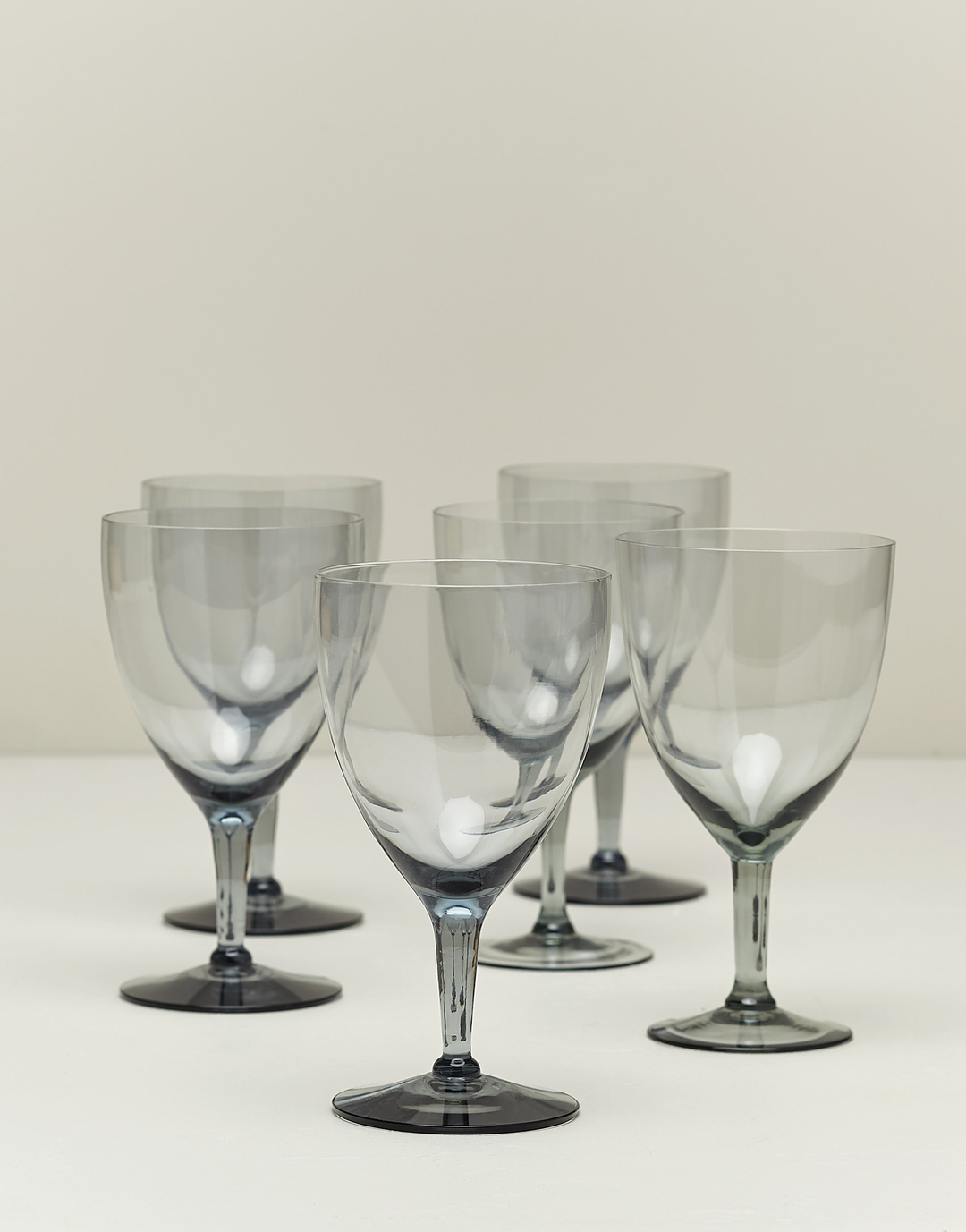 Vintage Mid Century Modern Smoke Wine Glasses (Set of 6)