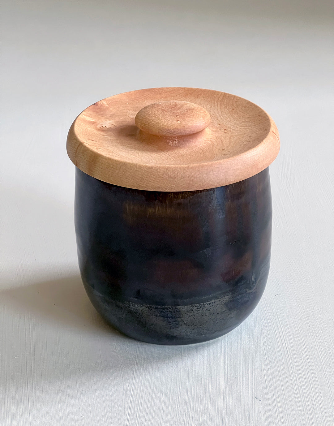 Porcelain + Wood Dog Cookie Jar # 2 | One Of A Kind