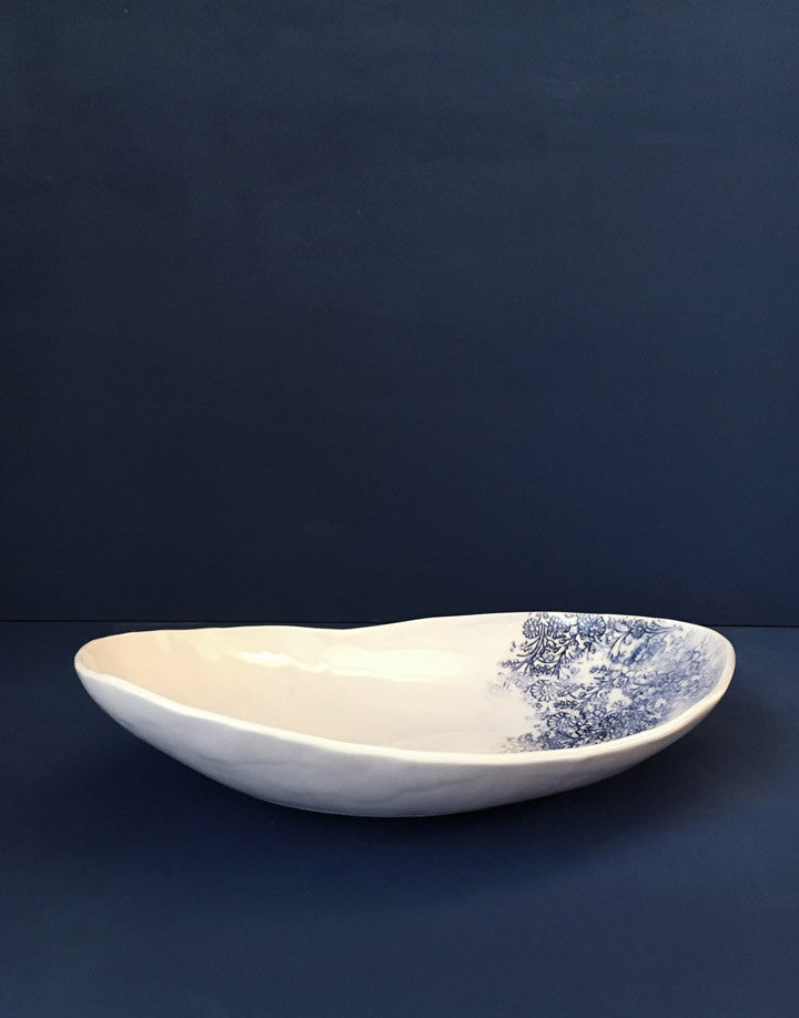 DBO HOME Handmade Porcelain Kashmir Oval Serving Bowl side view