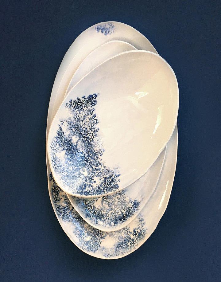 DBO HOME Handmade Porcelain Kashmir Oval Serving Platters and Bowl